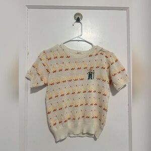 Novara Farmer Chickens Art to Wear Novelty Knit Top
Size S